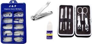 J & F Empress Tips Fake Nails With Glue & Nail Cutter , 7 in 1 Manicure ...