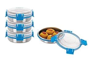 Buy Steel Lock Stainless Steel Container - 250 ml, 4 Pieces, Blue ...