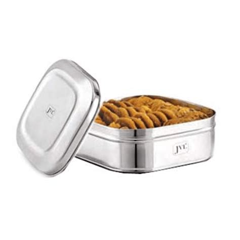 JVL Square Costa Tin Stainless Steel Storage 1.0L – apnidukaan.com