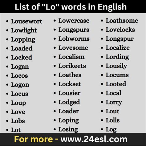 List of "Lo" words in English - 24esl.com