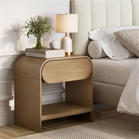 Nathan James Iris Mid-Century Modern Nightstand with Drawer, Wooden ...