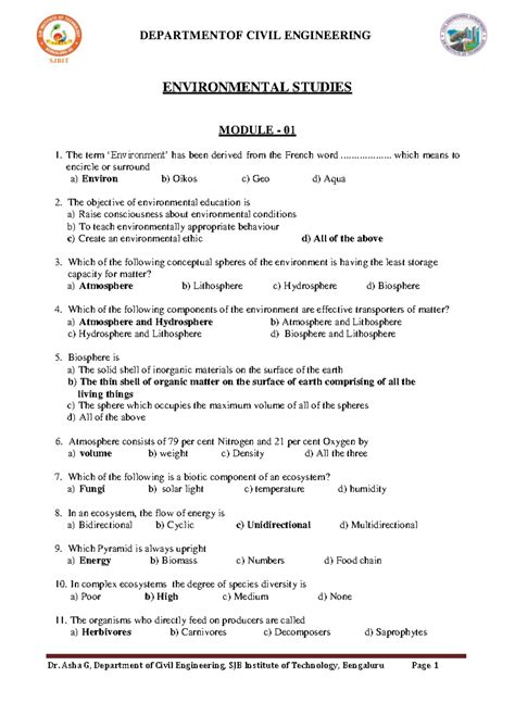 Evs - notes - ENVIRONMENTAL STUDIES MODULE - 01 1. The term ...