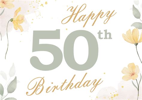 Printable Happy 50th Birthday Card - Printable Cards