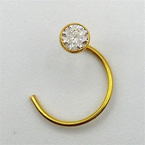 5 MM 18k Gold Nose Pin india white stone simple design Best price Nose ...