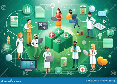Cartoonish Illustration of Healthcare Team, Health Data Analysts, Clinical Software Team ...
