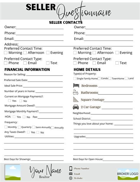 Free Printable Real Estate Buyer Questionnaire Form - Holiday Printable Activities