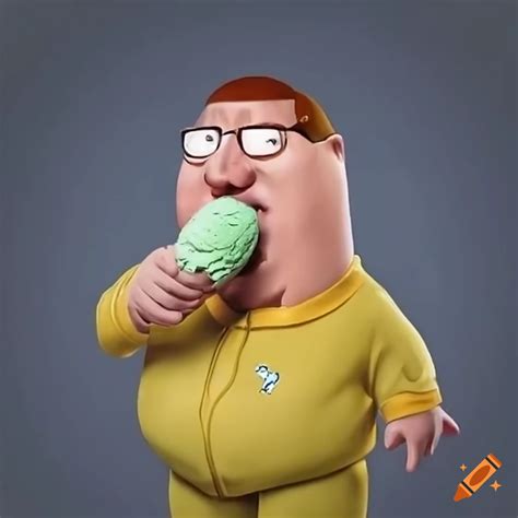 Hyper realistic depiction of Peter Griffin eating ice cream on Craiyon