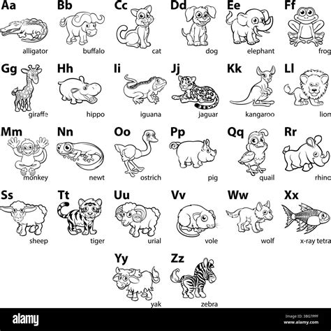 Cartoon Animal Alphabet Letters Language Chart Stock Vector Image & Art ...