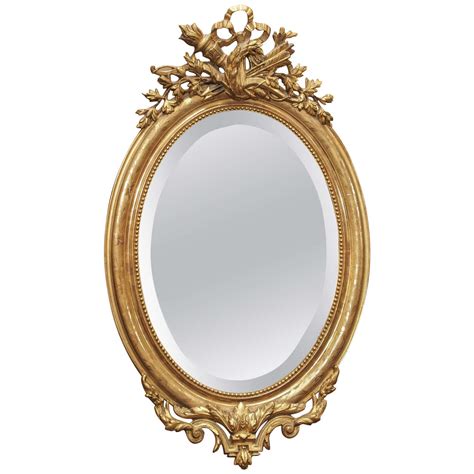 Lovely Oval Antique French Gold Beveled MIrror circa 1850 at 1stDibs ...
