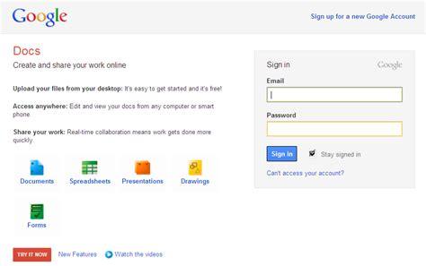 Bildergebnis für google docs log in