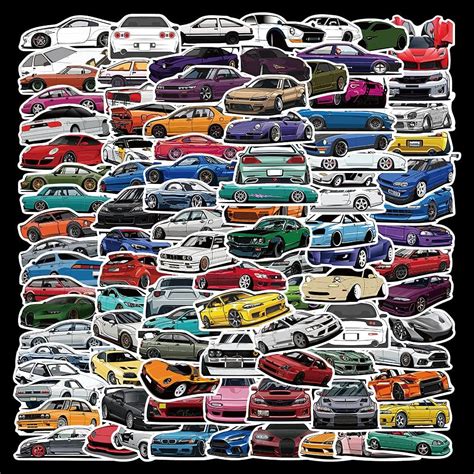 Buy 100pcs JDM Racing Car Stickers Vinyl Waterproof Stickers Japanese ...