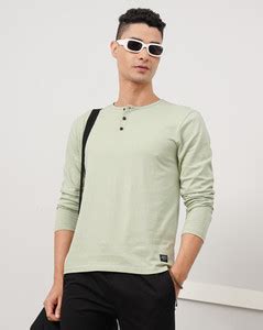 GENOA Solid Men Henley Neck Light Green T-Shirt - Buy GENOA Solid Men ...