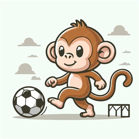 Premium Vector | Vector cartoon monkey playing football illustration