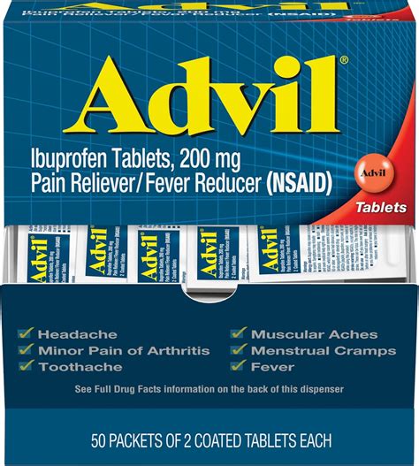 Advil Pain Reliever and Fever Reducer, Pain Relief Medicine with Ibuprofen 200mg for Headache ...