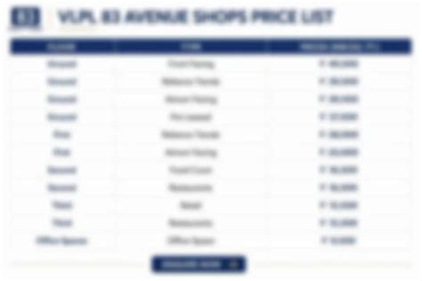 VLPL 83 Avenue Sector 83 Gurgaon - Price - Floor Plan