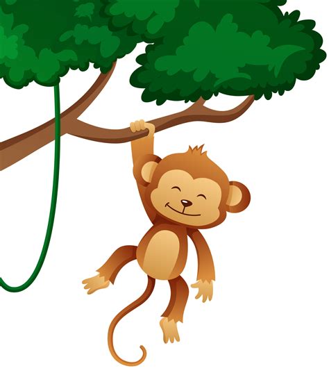 Cartoon Monkeys In Trees