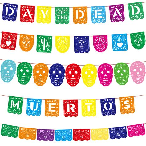 Buy 5 Pieces Day of The Dead Papel Picado Banners Mexican Picado ...