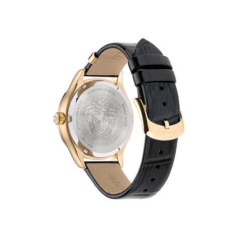 Versace Hellenyium Leather Gold Round Dial Quartz Women Watch ...