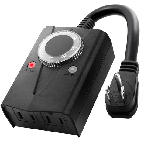 Brightown Outdoor Light Sensor Timer Waterproof, Mechanical Plug in ...