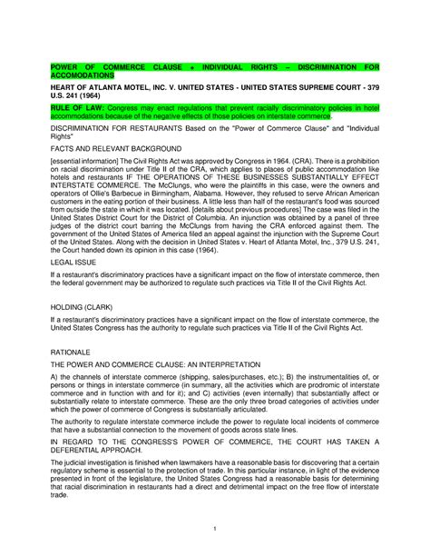 CASE BRIEF KATZENBACH V. MCCLUNG - SUMMARY + CLASS NOTES. - 0404 ...