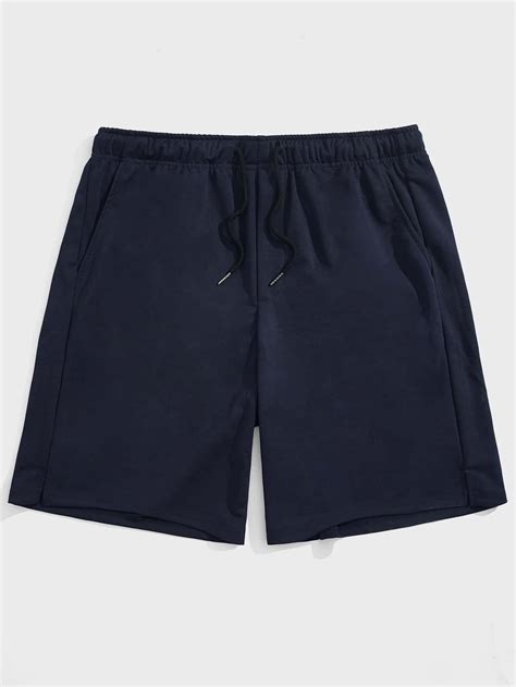 Navy Blue Drawstring Waist Shorts for Men