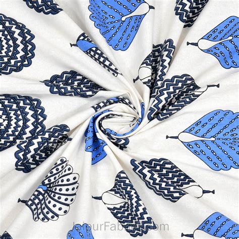 Morr Pankh Blue Double Bedsheet – JaipurFabric®