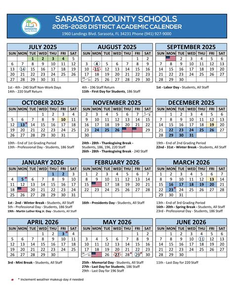 Sarasota County Schools Calendar 25-26 [PDF] - EduCounty