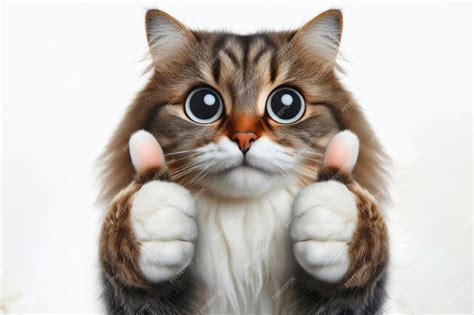 Premium Photo | Portrait of a beautiful happy cat thumbs up as a sign ...