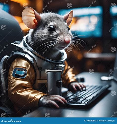 Enthusiastic Smart Rat Programmer in a Space Suit with a Thermos of ...