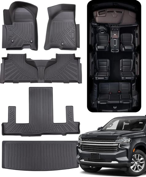 COTAZA® All Weather Floor Mats 3 Row & Cargo Liner for Chevrolet Chevy ...