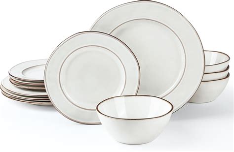Amazon.com | famiware Plates and Bowls Sets for 4, 12 Pieces Stoneware ...