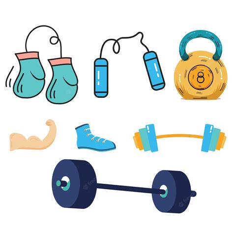 Premium Vector | Gym clipart set