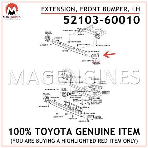 52103-60010 TOYOTA GENUINE EXTENSION, FRONT BUMPER, LH 5210360010 – Mag ...
