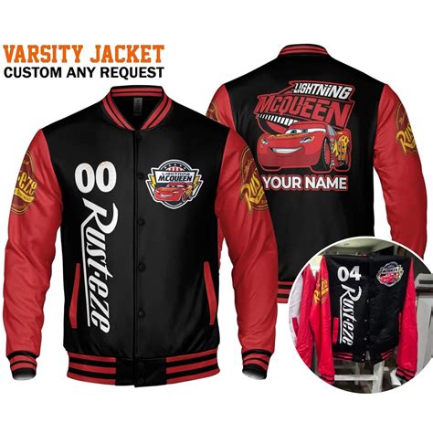 Custom Cars Lightning Mcqueen Black Varsity, Disney Baseball Jacket ...