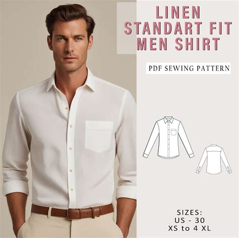 Standart Fit Linen Shirt Sewing Pattern, Shirt Pattern for Men, Button ...