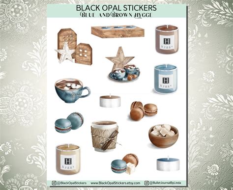 Buy Blue and Brown Hygge Stickers for Planners, Journals, Scrapbooking ...