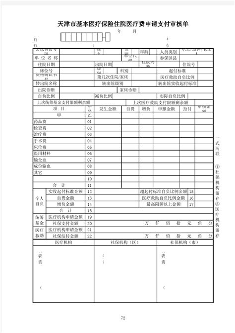 2号表-天津市基本医疗保险住院医疗费申请支付审核单 - 360文档中心