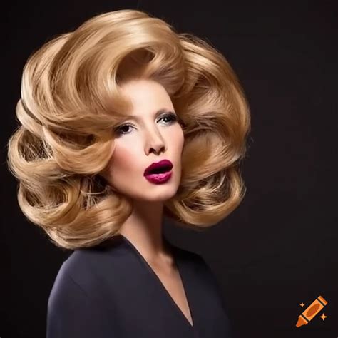 Woman with very big bouffant hair hairstyle on Craiyon