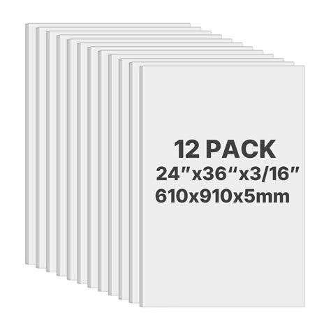VEVOR Foam Board, 12 Pack 24 x 36 Inch, 3/16 Inch Thickness White ...