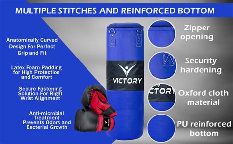Buy Victory Unfilled Heavy Punching Bag with Boxing Glove, Hand Wrap ...