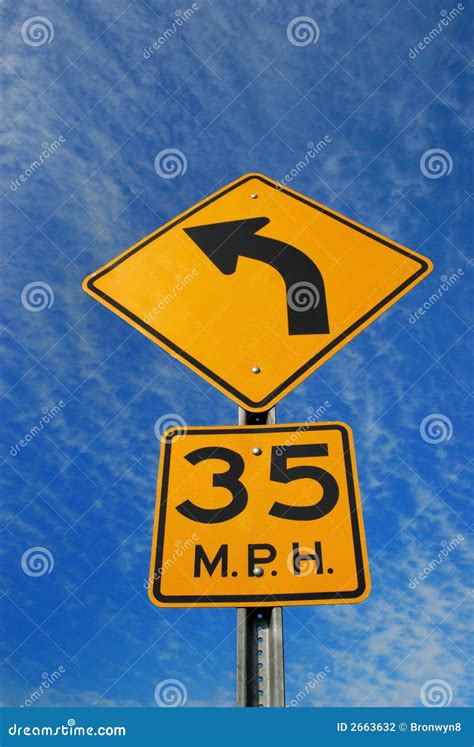 Curve Ahead Road Sign stock photo. Image of isolated, object - 2663632