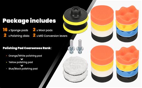 Drill Polishing Buffing Pads Kit 22 PCS, Car Foam Drill, 3" Buffing ...