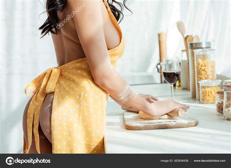 Cropped View Sexy Naked Woman Apron Cooking Dough Chopping Board Stock Photo by ©DenisDenisenko ...