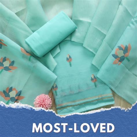 Raina Sea Blue Authentic Jamdani Weaved Top and Dupatta Set D2 ...