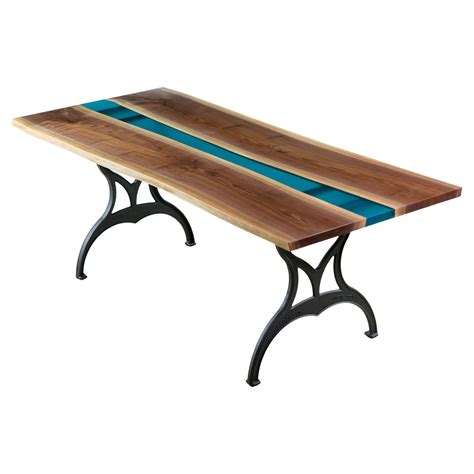 Live Edge Black Walnut Dining Table with Ossana Cast Iron Legs at ...