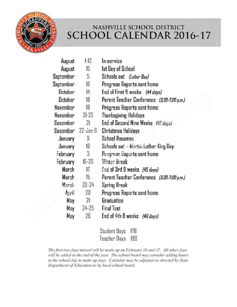 Nashville Public Schools Calendars – Nashville, AR