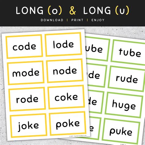 CVCe Words Flash Cards: Long Vowels (A I O U), CVCe Words List, [SET 1 ...