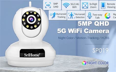 Buy Srihome SP019 5MP WiFi IP Camera 4K Ultra HD 2560*1920p 2.4G/5G ...