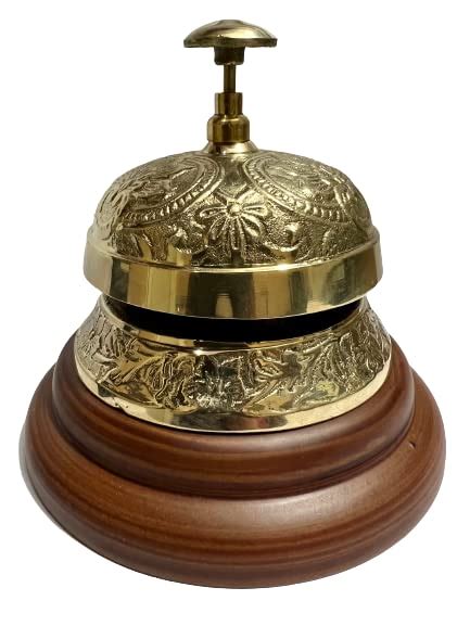 Golden Antique Brass Floral Design Manual Push & Press Table Call Bell ...