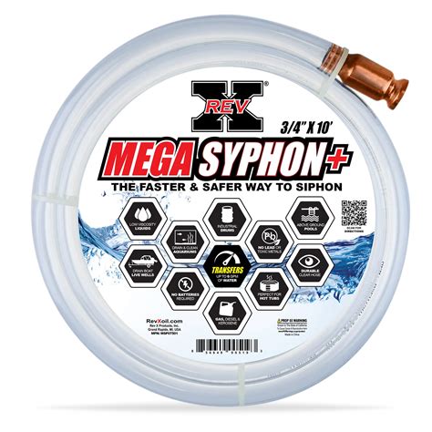 REV X Mega Syphon - 3/4" x 10 Foot Long Self Priming Safe Siphon Hose ...
